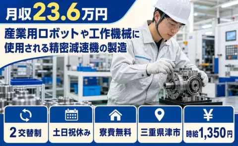 ＜三重県津市＞産業用ロボットや工作機械に使用される精密減速機の製造／時給1,350円